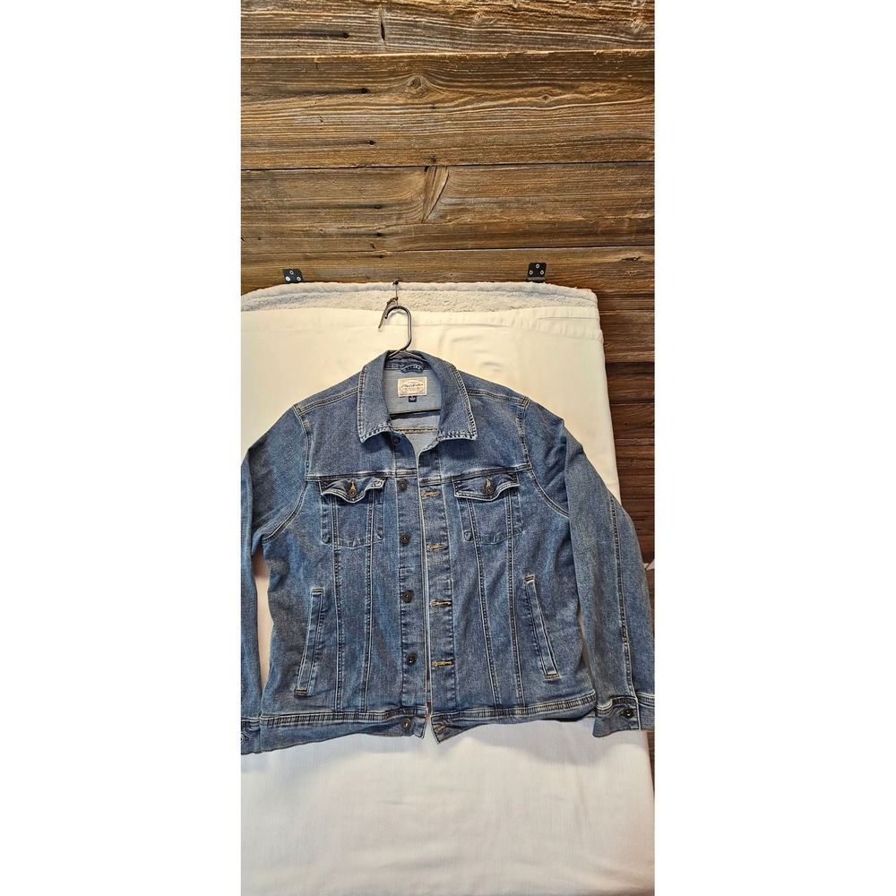 Flag & Anthem Mens Denim Trucker Jacket Medium Wash Blue Size Large